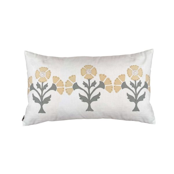 Yellow Poppy on White Cushion